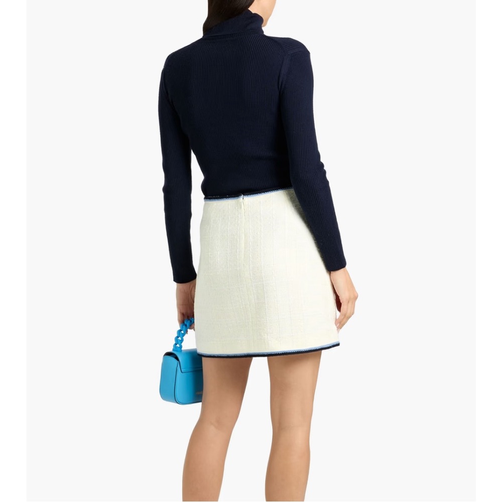 VERONICA BEARD Ohemia Cotton-blend Tweed Mini Skirt Size 4 White NWOT - Picture 8 of 9